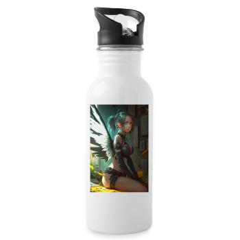 Divine Guardian - Magnifique design d’ange d’ange d’anime - Gourde avec paille intégrée - blanc - Droite