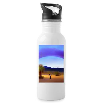 Arabische Wüste - Trinkflasche mit integriertem Trinkhalm - Weiß - Rechts