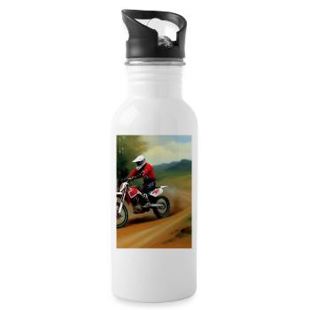 Motocross Riding - Water bottle with straw - white - Right