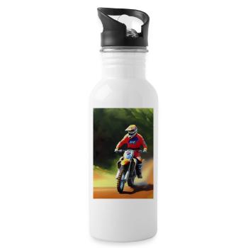 Motocross Riding - Water bottle with straw - white - Right