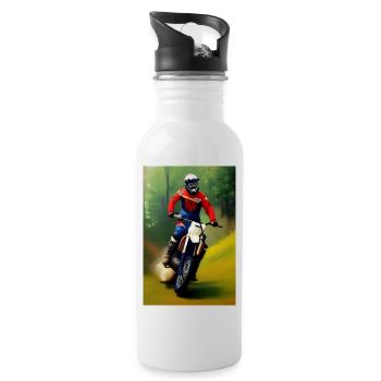 Motocross Riding - Water bottle with straw - white - Right