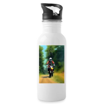 Motocross Riding - Water bottle with straw - white - Right