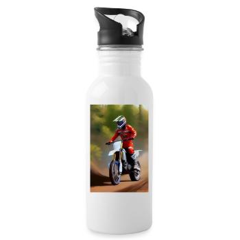 Motocross Riding - Water bottle with straw - white - Right