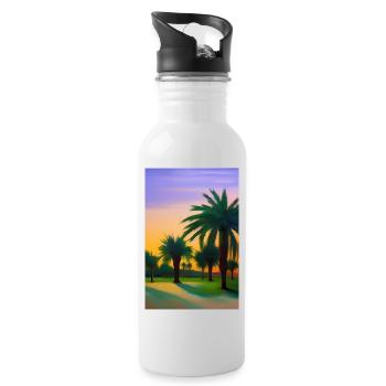 Arabische Wüste - Trinkflasche mit integriertem Trinkhalm - Weiß - Rechts