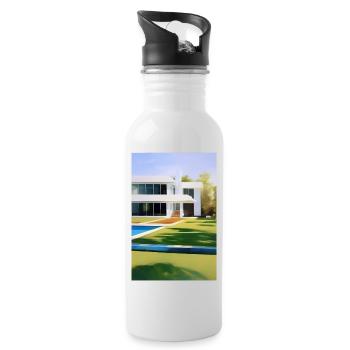 Villa blanche avec piscine - Gourde avec paille intégrée - blanc - Droite