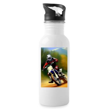 Motocross Riding - Water bottle with straw - white - Right