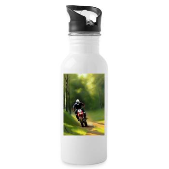 Motocross Riding - Water bottle with straw - white - Right