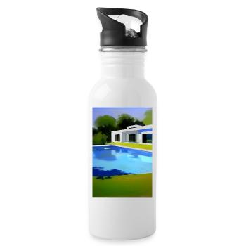 Villa blanche avec piscine - Gourde avec paille intégrée - blanc - Droite