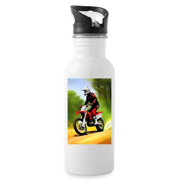 Motocross Riding - Water bottle with straw - white - Right