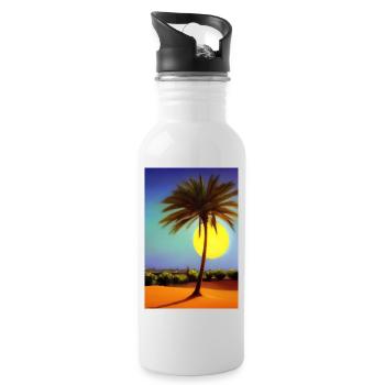 Arabische Wüste - Trinkflasche mit integriertem Trinkhalm - Weiß - Rechts