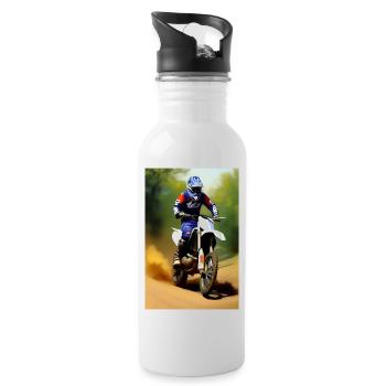Motocross Riding - Water bottle with straw - white - Right
