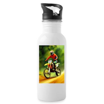 Motocross Riding - Water bottle with straw - white - Right
