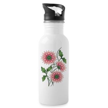 Blumen - Trinkflasche mit integriertem Trinkhalm - Weiß - Rechts