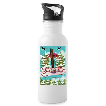Butternut Massachusetts Skiplakat - Trinkflasche mit integriertem Trinkhalm - Weiß - Rechts