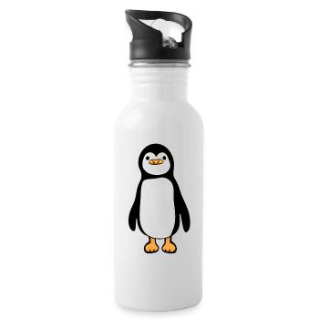 Un petit pingouin, doux et paisible - Gourde avec paille intégrée - blanc - Droite