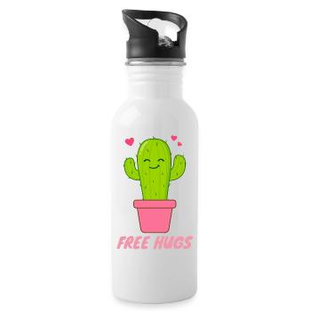 Câlins gratuits - Cœurs de cactus mignons - Gourde avec paille intégrée - blanc - Droite