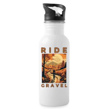 Ride Gravel Retro-style, riding a gravel bike - Water bottle with straw - white - Right
