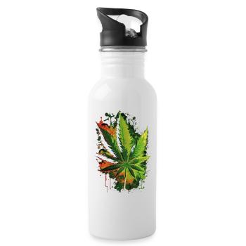 illustration of marijuana - Trinkflasche mit integriertem Trinkhalm - Weiß - Rechts