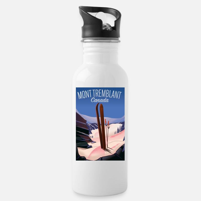 Mont Tremblant Kanada Ski - Trinkflasche mit integriertem Trinkhalm - Weiß