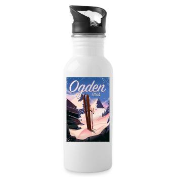 Affiche de ski Ogden Utah - Gourde avec paille intégrée - blanc - Droite