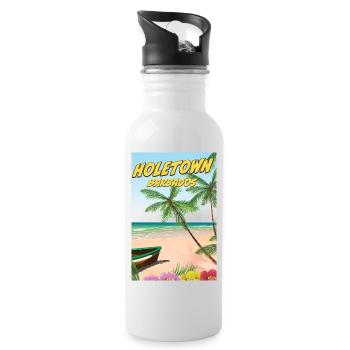 Holetown Barbados - Water bottle with straw - white - Right