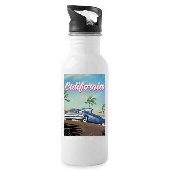 Affiche de voyage en voiture ancienne en Californie - Gourde avec paille intégrée - blanc - Droite
