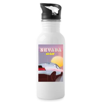 Nevada USA voiture classique - Gourde avec paille intégrée - blanc - Droite