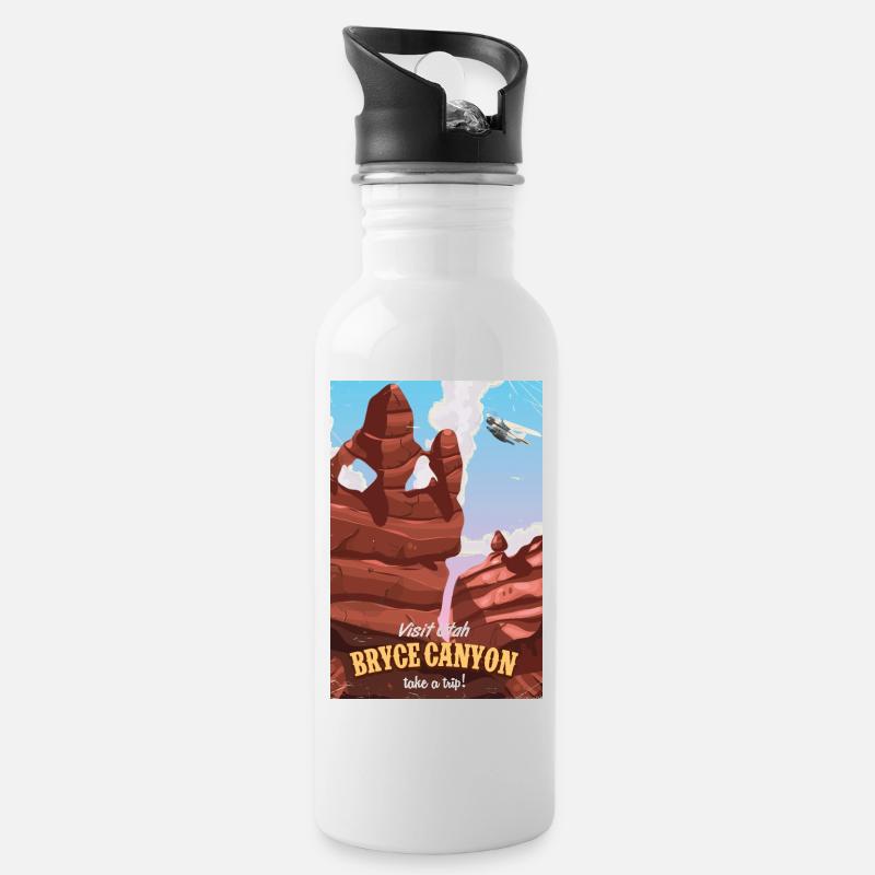 Bryce Canyon Utah Reiseplakat - Trinkflasche mit integriertem Trinkhalm - Weiß