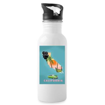 California Movies travel map - Water bottle with straw - white - Right