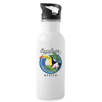 Explore Medano Beach Mexico - Water bottle with straw - white - Right