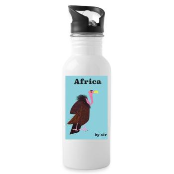 Africa By Air travel poster - Water bottle with straw - white - Right