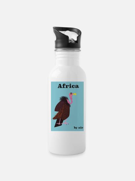 Afrika mit dem Flugzeug Reiseplakat - Trinkflasche mit integriertem Trinkhalm - Weiß