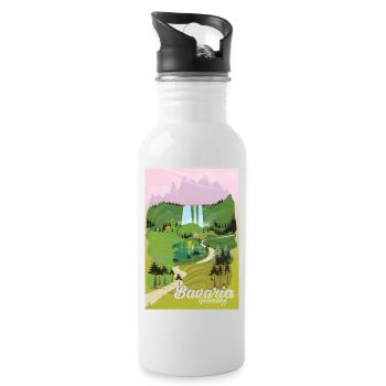 Braveria Germany travel poster - Water bottle with straw - white - Right