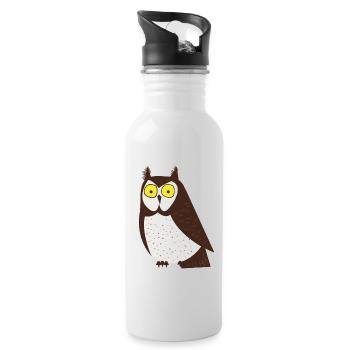 Cartoon-Eule - Trinkflasche mit integriertem Trinkhalm - Weiß - Rechts