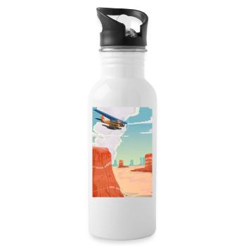 Karikatur Grand Canyon - Trinkflasche mit integriertem Trinkhalm - Weiß - Rechts