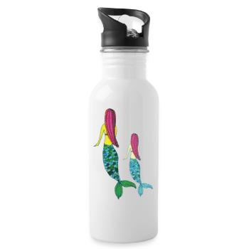 meerjungrau mutter tochter - Trinkflasche mit integriertem Trinkhalm - Weiß - Rechts