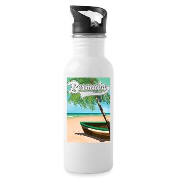 Bermuda Urlaubsplakat - Trinkflasche mit integriertem Trinkhalm - Weiß - Rechts