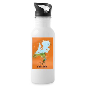 Reisekarte Holland - Trinkflasche mit integriertem Trinkhalm - Weiß - Rechts