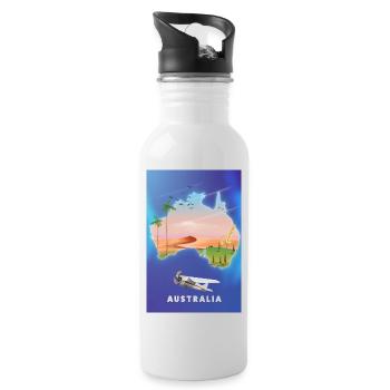 Australien Reisekarte - Trinkflasche mit integriertem Trinkhalm - Weiß - Rechts