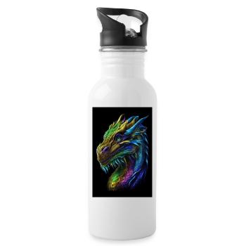 dragon femelle - Gourde avec paille intégrée - blanc - Droite