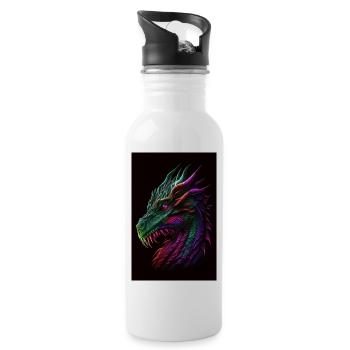 dragon tendance vert - Gourde avec paille intégrée - blanc - Droite