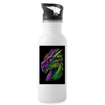 dragon couleurs - Gourde avec paille intégrée - blanc - Droite