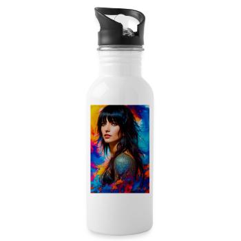 Colorful Beauty 6 - Water bottle with straw - white - Right