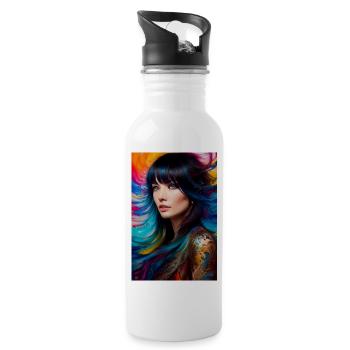 Colorful beauty 14 - Water bottle with straw - white - Right