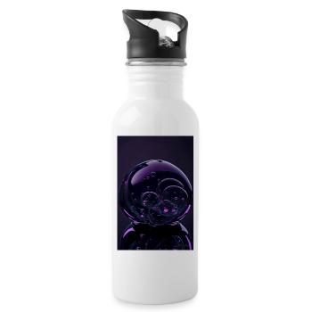 Bubbles in a bubble magenta 2 - Water bottle with straw - white - Right