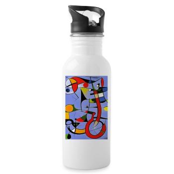 Abstrakte Kunst - Trinkflasche mit integriertem Trinkhalm - Weiß - Rechts