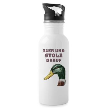 31er und stolz drauf - Trinkflasche mit integriertem Trinkhalm - Weiß - Rechts