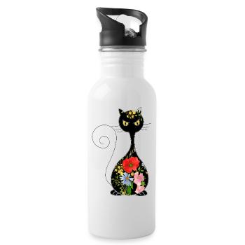 Cat - Water bottle with straw - white - Right