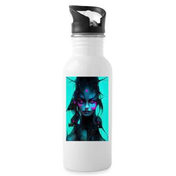 izup2u abstract anime girl - Trinkflasche mit integriertem Trinkhalm - Weiß - Rechts
