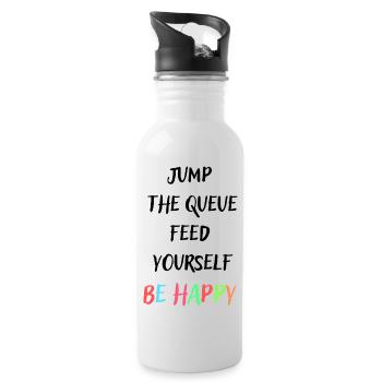 Jump the queue be happy colourful - Trinkflasche mit integriertem Trinkhalm - Weiß - Rechts